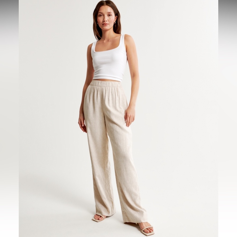 Linen-Blend Ultra Wide-Leg Pant